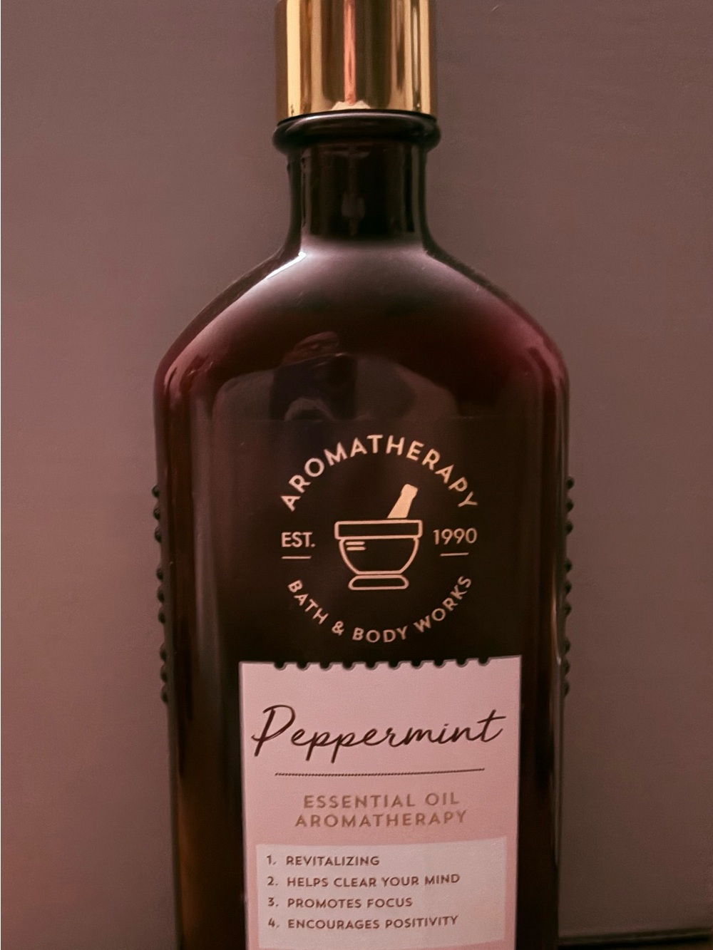 Bath & Body Works Peppermint Aromatherapy Bottle - Brown, Gold